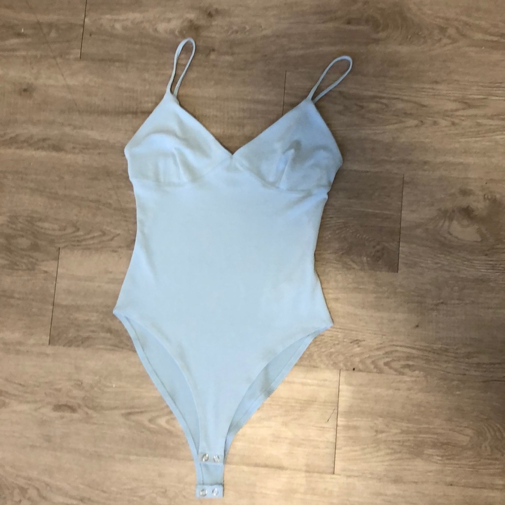 light blue tank body suit